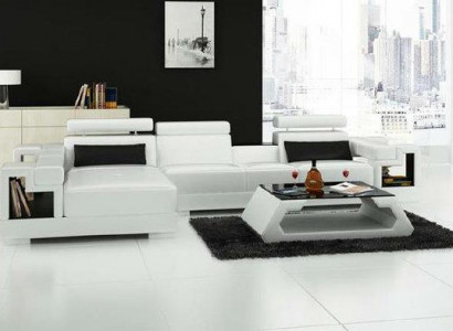 Luxurious leather sofa corner couch upholstery corner set + coffee table 2-piece set couch